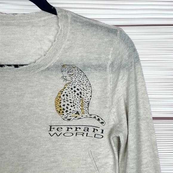 Zadig Voltaire Ferrari World Cashmere Sweater Gray Lightweight Semi Sheer M - Picture 8 of 14